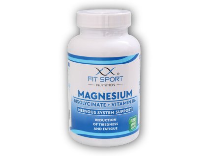 FitSport Nutrition Magnesium Bisglycinate + Vitamin B6 120 vege caps - Hořčík