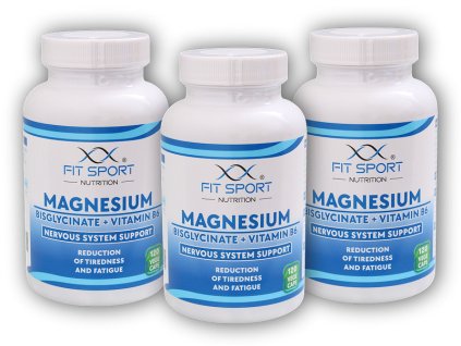 FitSport Nutrition 3x Magnesium Bisglycinate + Vitamin B6 120 vege caps - Hořčík