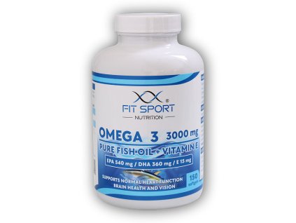 FitSport Nutrition Omega 3 3000mg Pure Fish Oil + Vitamin E 150 softgels - Rybí olej