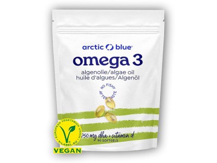 Arctic blue Vegan Omega 3 Algae 90 kapslí (250mg DHA & Vitamin D 400IU)
