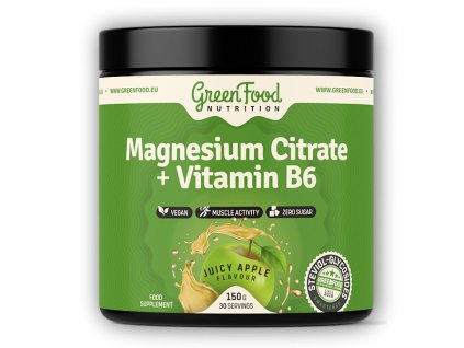 GreenFood Nutrition Magnesium citrate + vitamin B6 150g (Varianta jablkový juice)