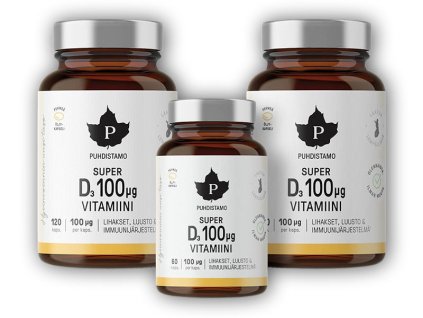 Puhdistamo Super Vitamin D 4000IU 2 x 120 kapslí + 60 kapslí ZDARMA