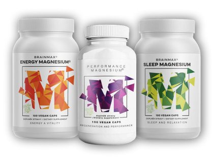 BrainMax Performance Magnesium + Sleep Magnesium + Energy Magnesium 3x 100 kapslí
