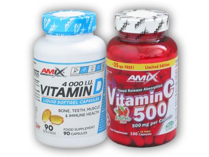 Amix Vitamin D3 4000IU 90tob + Vitamin c 500