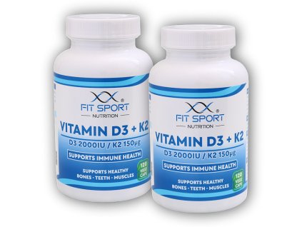 FitSport Nutrition 2x Vitamin D3 + K2 120 vege kapslí
