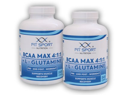 FitSport Nutrition 2x BCAA MAX 4:1:1 + L-Glutamine 240 kapslí