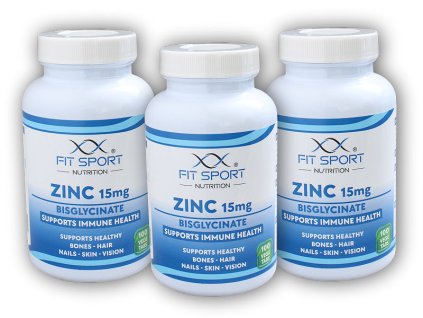FitSport Nutrition 3x Zinc 15mg Bisglycinate 100 vege tablet - Zinek