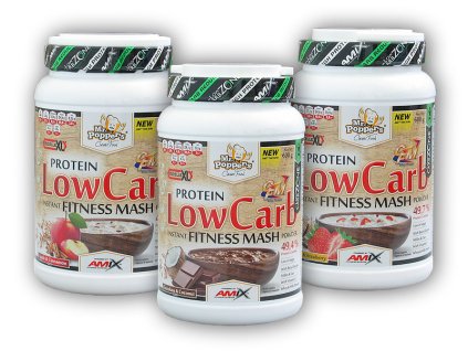 Amix Mr.Popper´s Low Carb Mash 600g (Varianta vanilla-strawberry)
