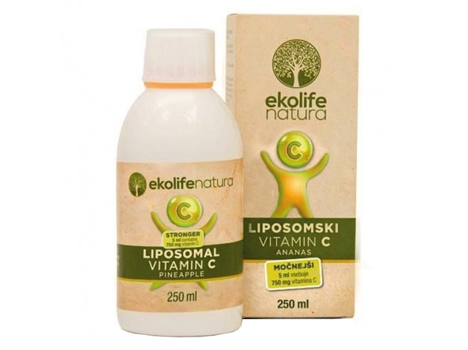 Ekolife Natura Liposomal Vitamin C 750mg 250ml ananas  + šťavnatá tyčinka ZDARMA