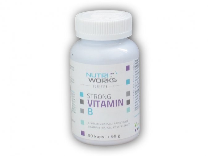 Nutri Works Strong vitamin B 90 kapslí  + šťavnatá tyčinka ZDARMA