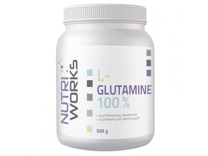 Nutri Works L-Glutamine 100% 500g  + šťavnatá tyčinka ZDARMA