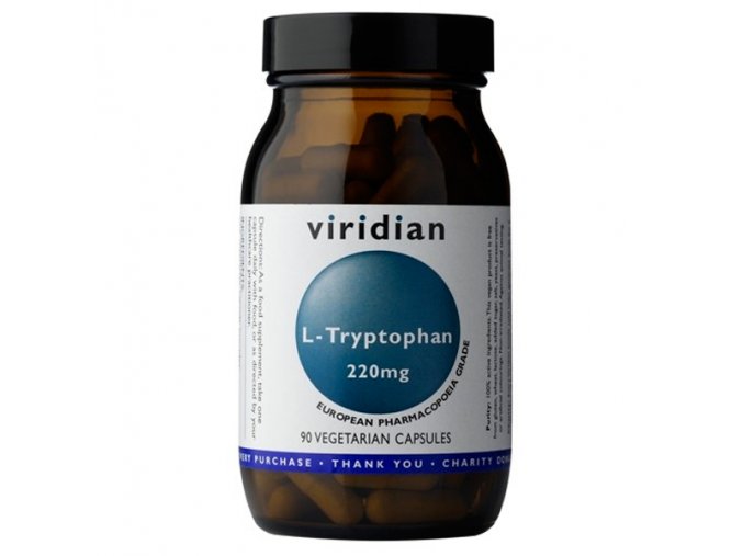 Viridian L-Tryptophan 220mg 90 kapslí  + šťavnatá tyčinka ZDARMA