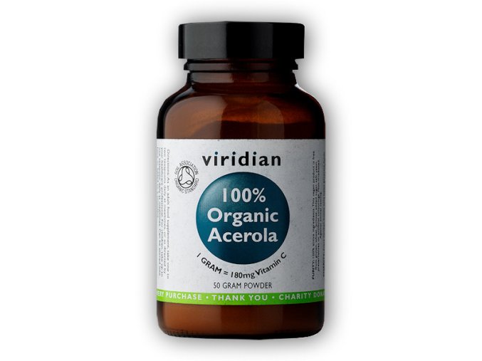 Viridian Acerola Organic - BIO 50g  + šťavnatá tyčinka ZDARMA