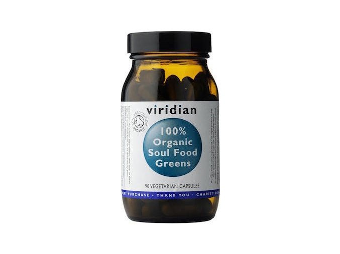 Viridian Soul Food Greens Organic - BIO 90 kapslí  + šťavnatá tyčinka ZDARMA