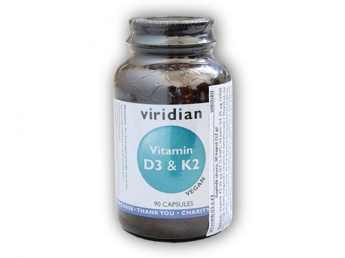 Viridian Vitamin D3 & K2 90 kapslí  + šťavnatá tyčinka ZDARMA