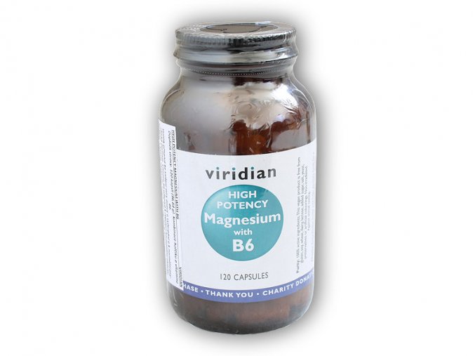 Viridian High Potency Magnesium with B6 120 kapslí  + šťavnatá tyčinka ZDARMA