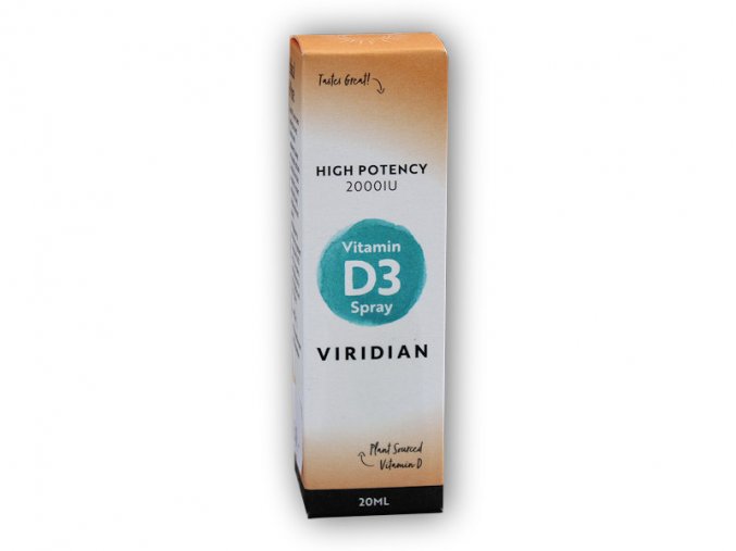 Viridian Vitamin D3 2000iu Spray 20ml  + šťavnatá tyčinka ZDARMA
