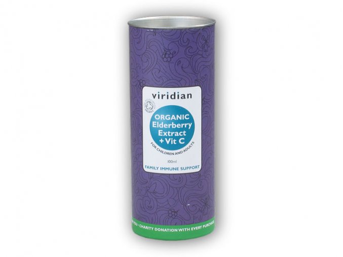 Viridian Elderberry Extract + Vitamin C 100ml  + šťavnatá tyčinka ZDARMA