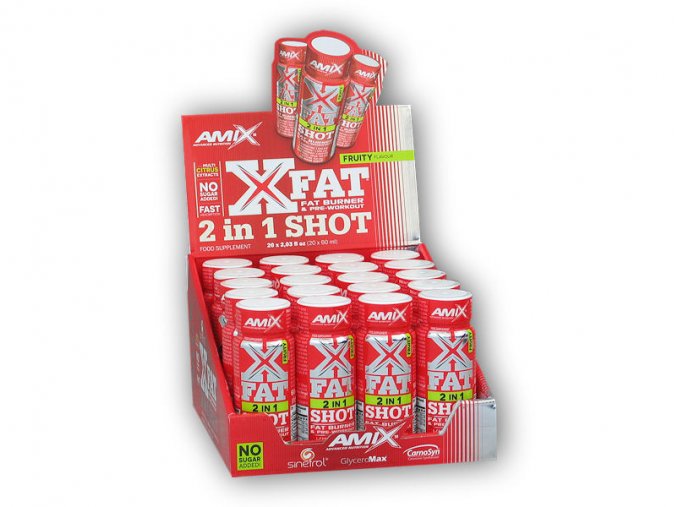 Amix X-Fat 2 in 1 Shot Box 20x60ml  + šťavnatá tyčinka ZDARMA
