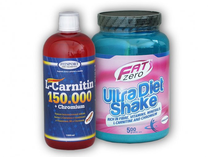 Fitsport L-Carnitin 150000+Chr.1l+Ultra Diet Shake 500  + šťavnatá tyčinka ZDARMA