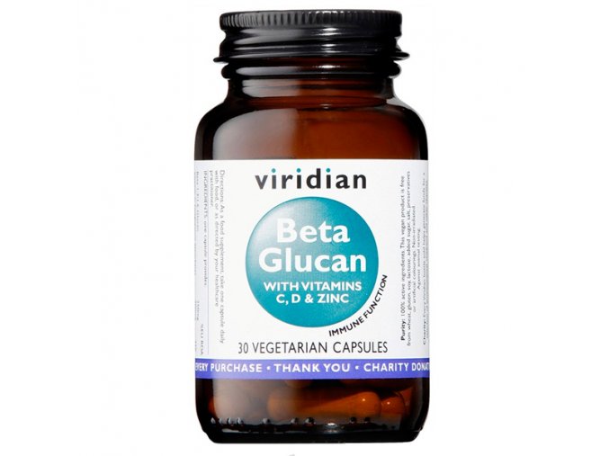 Viridian Beta Glucan With Vitamins C,D + Zinc 30 kapslí
