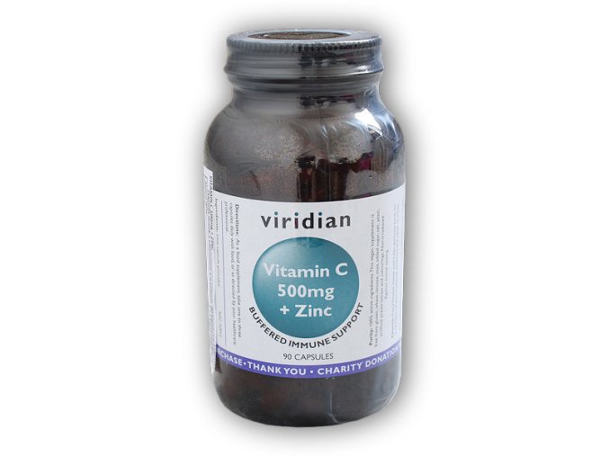 Viridian Vitamin C 500mg + Zinc 90 kapslí  + šťavnatá tyčinka ZDARMA