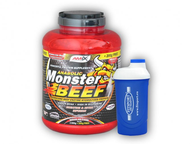 Fitsport Anabolic Monster BEEF 90% Prot. 2200g + šejkr  + šťavnatá tyčinka ZDARMA