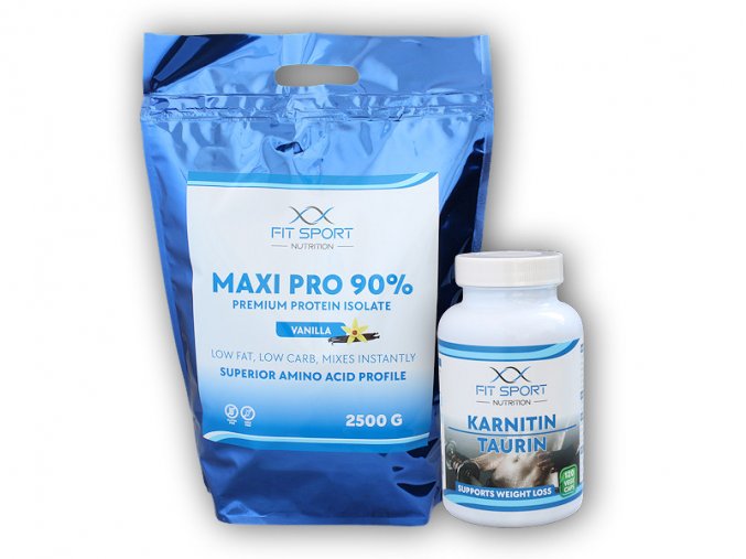 FitSport Nutrition Maxi Pro 90% 2500g + Karnitin Taurin 120 vege caps  + šťavnatá tyčinka ZDARMA