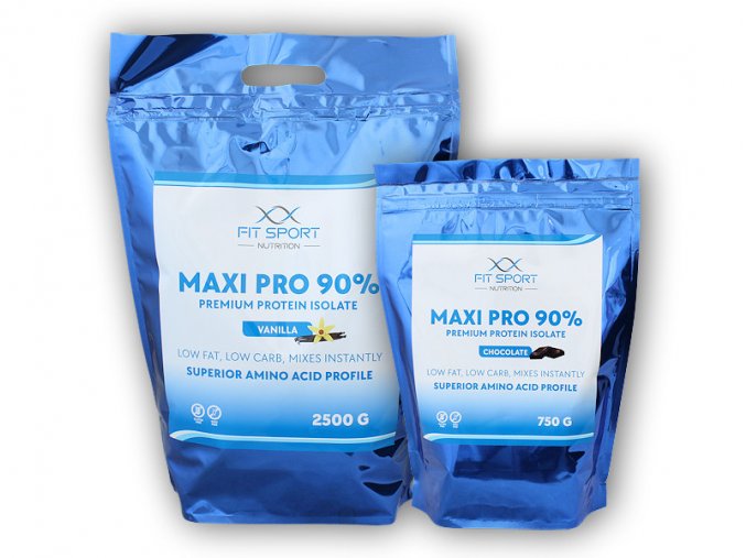 FitSport Nutrition Maxi Pro 90% 2500g + Maxi Pro 90% 750g  + šťavnatá tyčinka ZDARMA