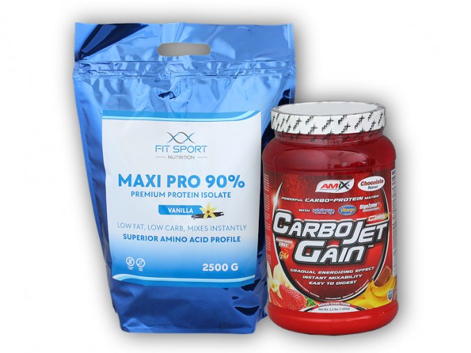 FitSport Nutrition Maxi Pro 2500g + Carbojet Gain 1000g  + šťavnatá tyčinka ZDARMA