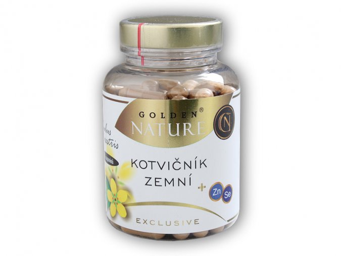 Golden Natur Kotvičník zemní 90% + zinek + selen 100 kapslí