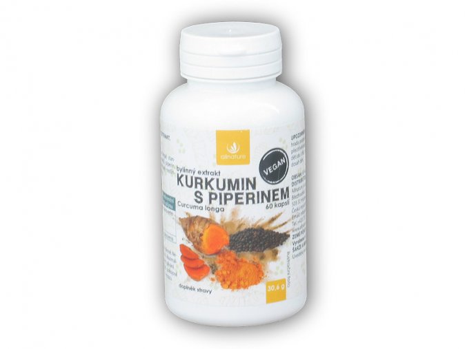 Allnature Kurkumin s Piperinem bylinný extrakt 60 kapslí