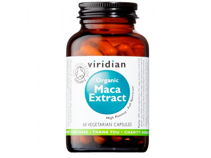 Viridian Maca Extract Organic - BIO 60 kapslí  + šťavnatá tyčinka ZDARMA