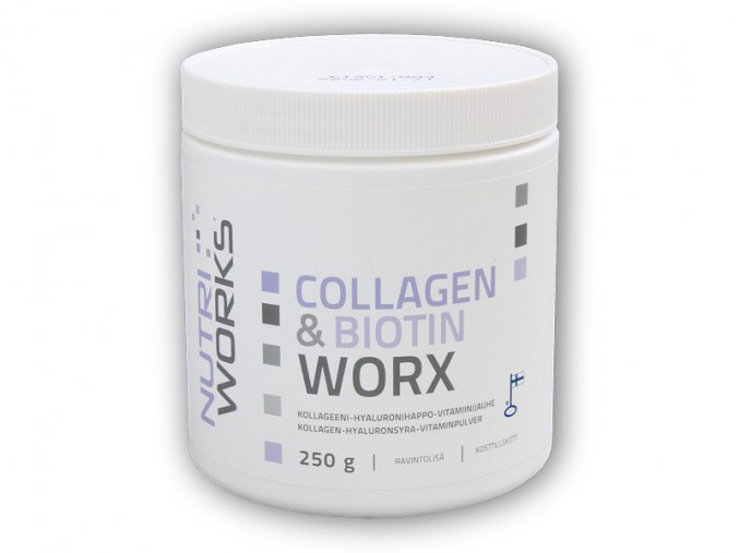 Nutri Works Collagen & Biotin Worx 250g  + šťavnatá tyčinka ZDARMA