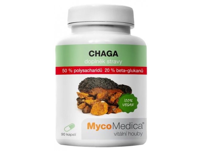 MycoMedica Chaga 50 % 90 kapslí  + šťavnatá tyčinka ZDARMA