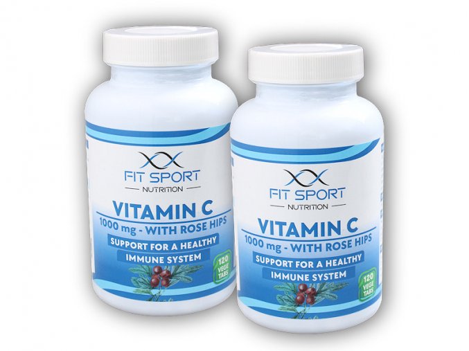 FitSport Nutrition 2x Vitamin C 1000mg with Rose Hips 120 vege tabs