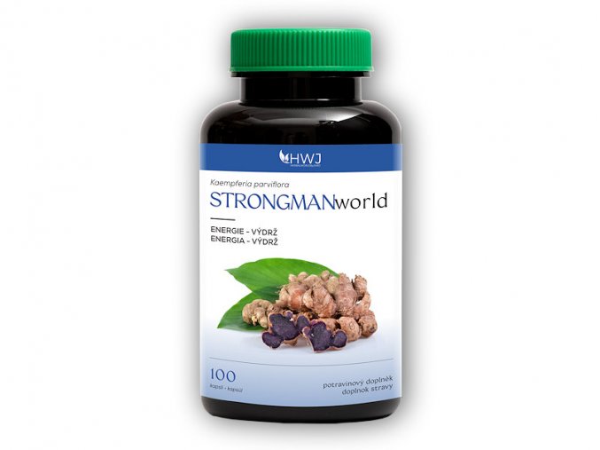 Herbal World STRONGMANworld - Zázvor černý 100 kapslí  + šťavnatá tyčinka ZDARMA