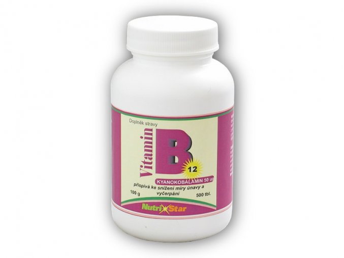 Nutristar Vitamín B 12 50mcg 500 tablet  + šťavnatá tyčinka ZDARMA