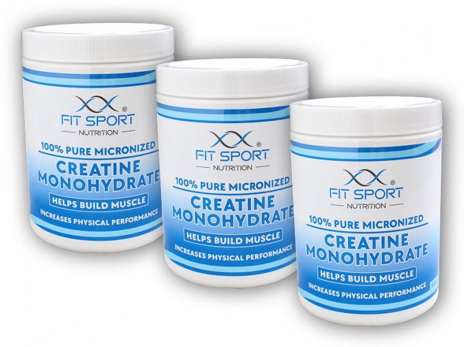 FitSport Nutrition 3x 100% Pure Micronized Creatine Monohydrate 550g  + šťavnatá tyčinka ZDARMA