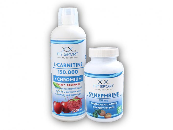 FitSport Nutrition L-Carnitine 150000 + Chromium l000ml + Synephrine 20mg 100 vege caps  + šťavnatá tyčinka ZDARMA