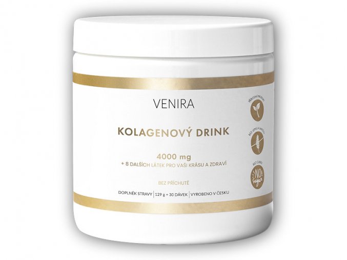 Venira Kolagenový drink pro vlasy, nehty a pleť bez příchutě mořský kolagen 129g  + šťavnatá tyčinka ZDARMA