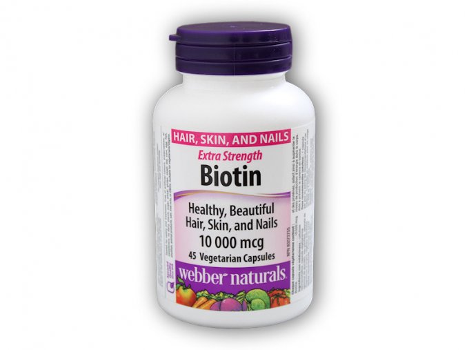 Webber Naturals Biotin 10 000 mcg 45 kapslí  + šťavnatá tyčinka ZDARMA