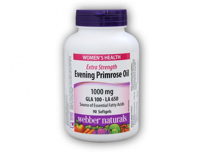 Webber Naturals Evening Primrose Oil 1000 mg 90 tobolek  + šťavnatá tyčinka ZDARMA