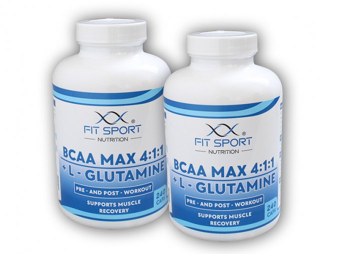 FitSport Nutrition 2x BCAA MAX 4:1:1 + L-Glutamine 240 caps  + šťavnatá tyčinka ZDARMA