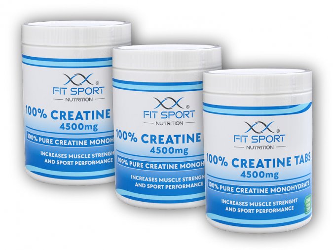 FitSport Nutrition 3x 100% Creatine Tabs 4500mg 240 vege tabs  + šťavnatá tyčinka ZDARMA