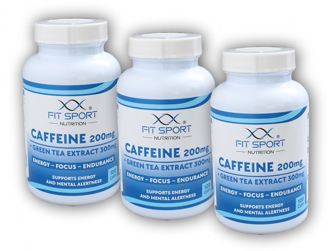 FitSport Nutrition 3x Caffeine 200mg + Green Tea Extract 300mg 120 caps  + šťavnatá tyčinka ZDARMA