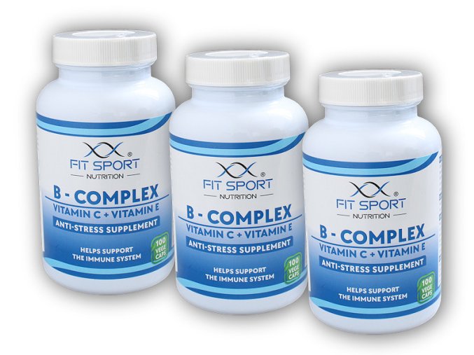 FitSport Nutrition 3x B-Complex + Vitamin C + Vitamin E 100 vege caps  + šťavnatá tyčinka ZDARMA