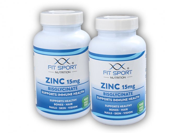 FitSport Nutrition 2x Zinc 15mg Bisglycinate 100 vege tabs