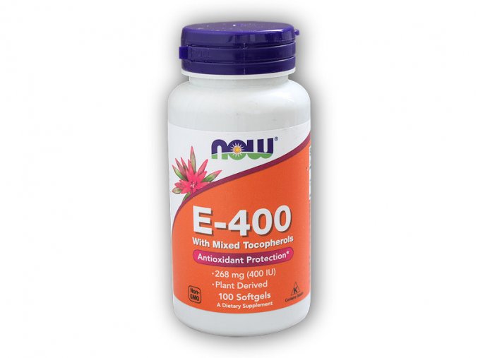 NOW Foods Vitamin E 400 IU s tokoferoly 100 softgelových kapslí