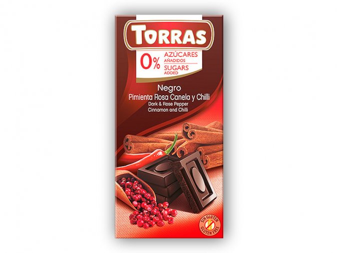 Torras Hořká čoko s růžovým pepřem, skořicí a chilli 75g